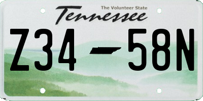 TN license plate Z3458N