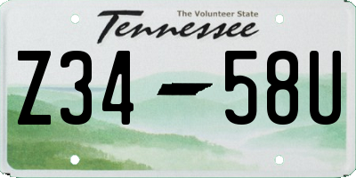 TN license plate Z3458U