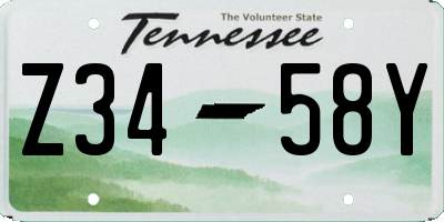 TN license plate Z3458Y