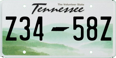 TN license plate Z3458Z