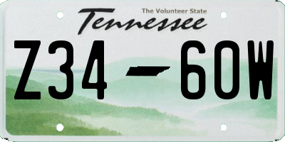 TN license plate Z3460W