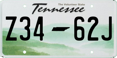 TN license plate Z3462J
