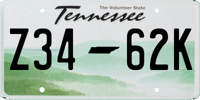 TN license plate Z3462K