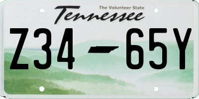 TN license plate Z3465Y