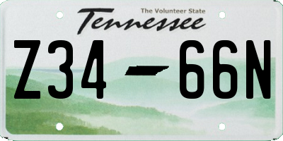 TN license plate Z3466N