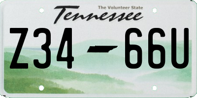 TN license plate Z3466U
