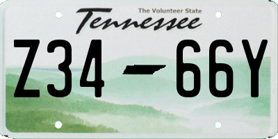 TN license plate Z3466Y