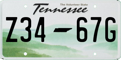 TN license plate Z3467G