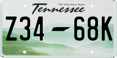 TN license plate Z3468K