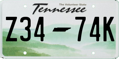 TN license plate Z3474K