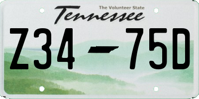 TN license plate Z3475D