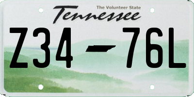 TN license plate Z3476L