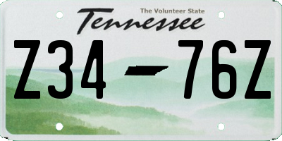 TN license plate Z3476Z