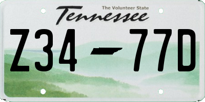 TN license plate Z3477D