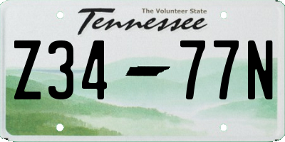 TN license plate Z3477N