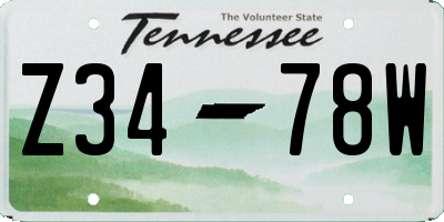 TN license plate Z3478W