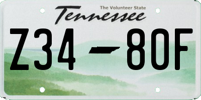 TN license plate Z3480F