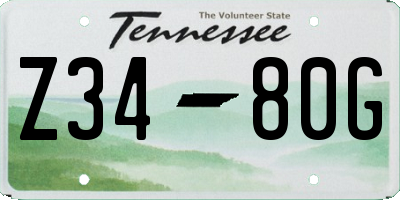 TN license plate Z3480G