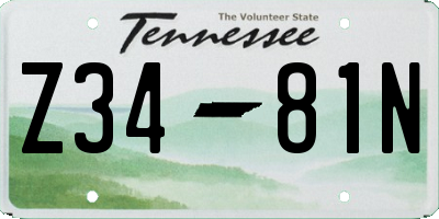 TN license plate Z3481N