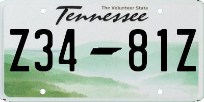 TN license plate Z3481Z