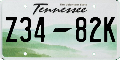 TN license plate Z3482K