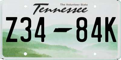 TN license plate Z3484K
