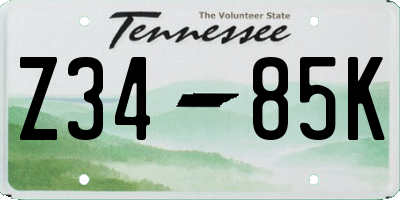 TN license plate Z3485K