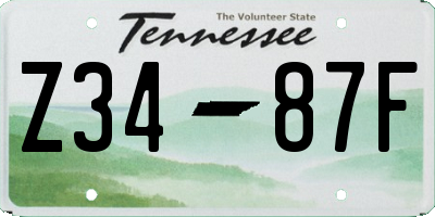 TN license plate Z3487F
