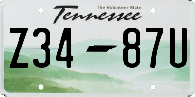 TN license plate Z3487U