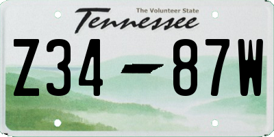 TN license plate Z3487W
