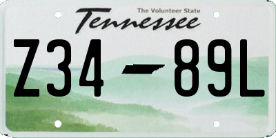 TN license plate Z3489L
