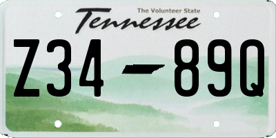 TN license plate Z3489Q