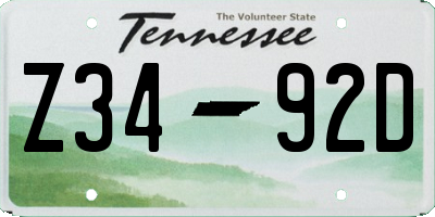 TN license plate Z3492D