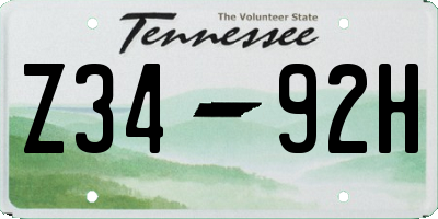 TN license plate Z3492H