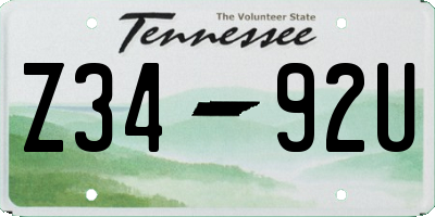 TN license plate Z3492U