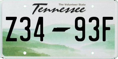 TN license plate Z3493F