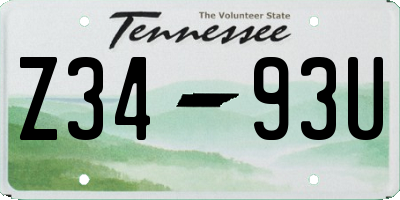 TN license plate Z3493U
