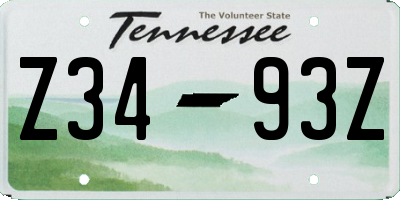 TN license plate Z3493Z