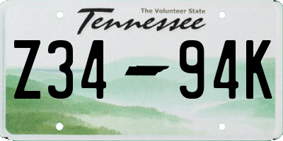 TN license plate Z3494K