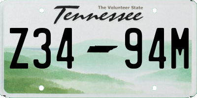 TN license plate Z3494M