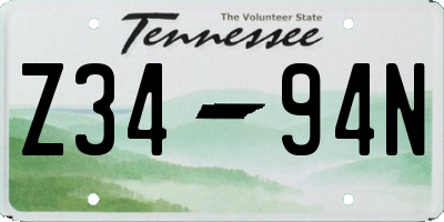 TN license plate Z3494N