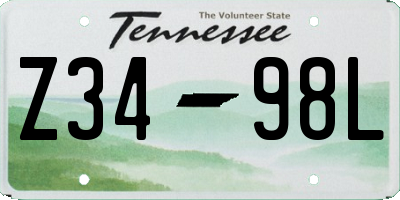 TN license plate Z3498L