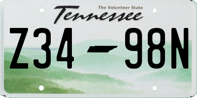 TN license plate Z3498N