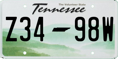 TN license plate Z3498W