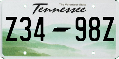 TN license plate Z3498Z