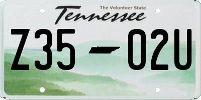TN license plate Z3502U