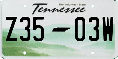TN license plate Z3503W
