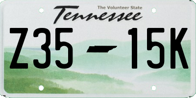 TN license plate Z3515K