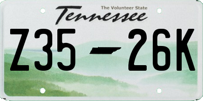 TN license plate Z3526K