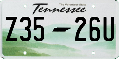 TN license plate Z3526U